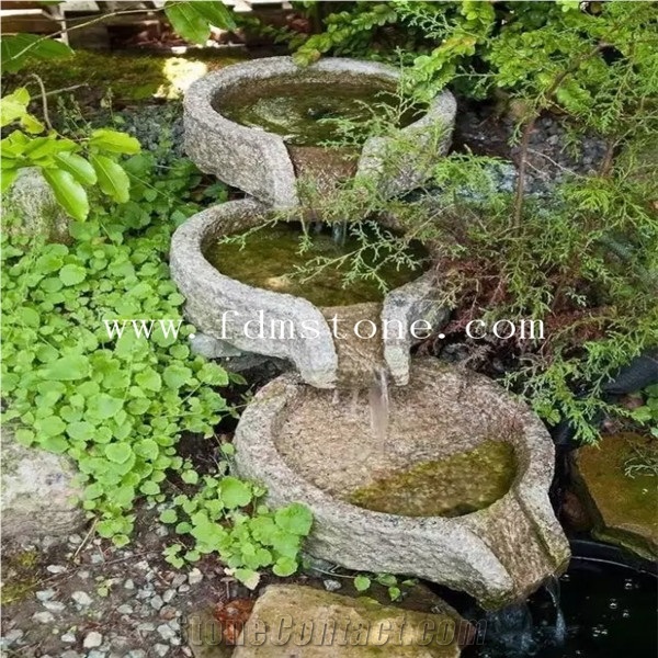 Dancing Stone Water Fountain with Tree,Garden Decoration Of Stone Water Fountain