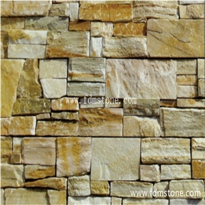 Desert Gold Granite Tumbled Tiles,Interior Slate Decorative Wall Panel