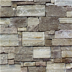 Grey Quartz Split Face Stone Tile,Random Size Loose Piece Stacked Stone