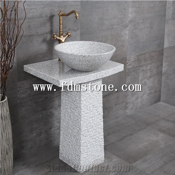 Grey Stone Pedestal Sink Stone Sink Bowl Rough Hewn Granite