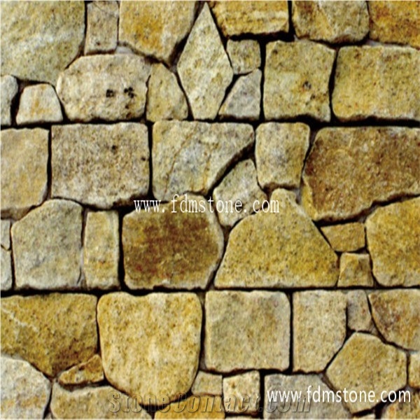 Honey Gold Slate Stones Tumbled Rock Paver,Antiqued Style Wall Cladding