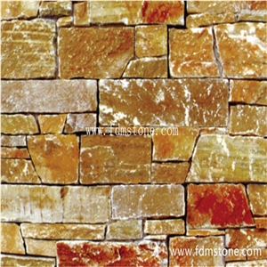Honey Gold Slate Stones Tumbled Rock Paver,Antiqued Style Wall Cladding