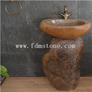 Hot Sale Natural Boulder Stone Garden Sink,Pebble Basin,Rome Stone,Antiqued Garden Washing Sink