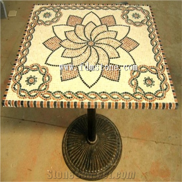 Mosaic Medallion Design Table,Stone Inlay Dining Table Tops, Solid Surface Table Tops,Reception Counter,Mosaic Table Top Design