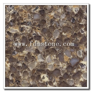 Natural Diamond Brown Artificial Quartz Big Slab,Solid Surface Quartz Walling and Flooring Tiles,Pebble Brown