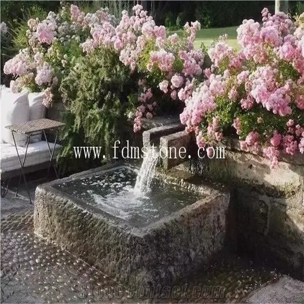 Outdoor Water Fountain with Flower Swimming Pool