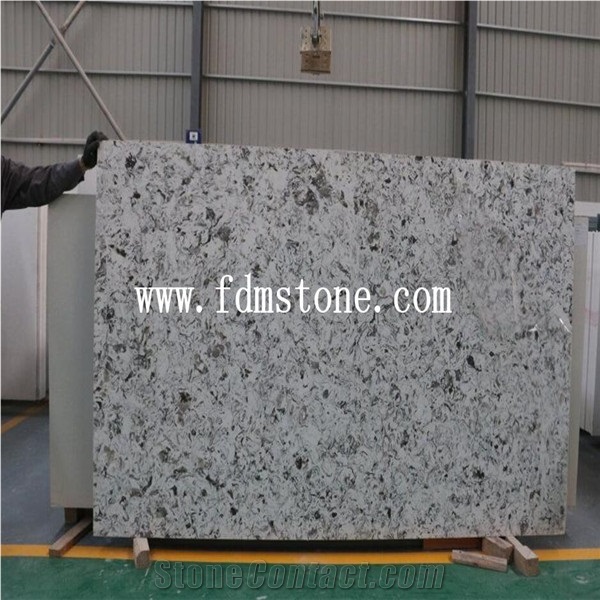 Oyster Green Quartz Big Slab,Green Flower Vein Artificial Stone Walling and Flooring Tiles, Easy-To-Clean Solid Surface Quartz Tiles