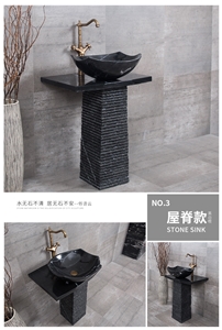 Polished Black Marble Stone Sanitary Ware,Wholesale Stone Sinks,Pedestal Basin Indoor Decoration
