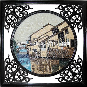 Square Stone Mosaic Wall Art Pattern,Marble Mosaic Arts and Crafts,Deco Tiles Stone Mosaic Meddallion Wall Picture Art Pattern