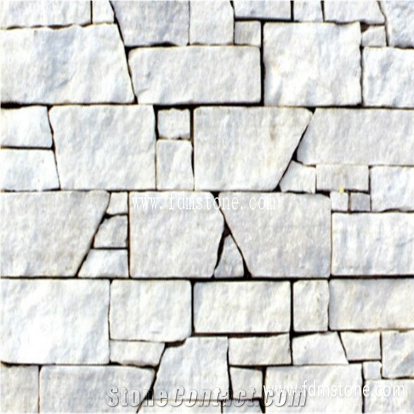 White Quartz Wall Cladding Stone,Random Slate Walling Stone,Ivory White Stackstone