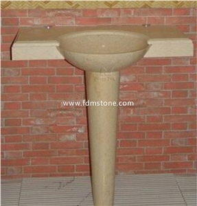 Yellow Honey Onyx Freestanding Washing Basin,Pedestal Basin Bathroom with Jointed Counter Top