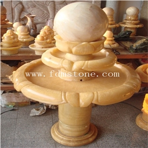 Yellow Onyx Stone Outdoor Marble Floating Ball Water Fountain Feng Shui Ball Water Fountain
