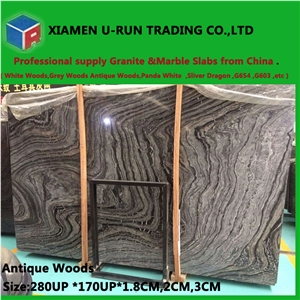 Chinese Marble Antique Woods Slabs & Tiles, Black Wooden Marble