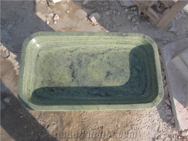 Green Marble Basin for Bathroom, Rectangle Vessel Sinks