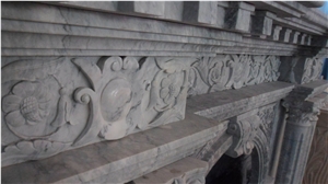 Hand Carved Grey Marble Fireplace Mantel Surround
