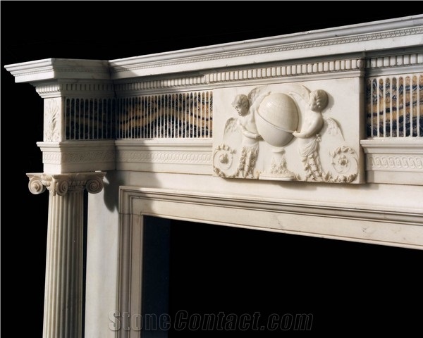 Mixed Color Marble Fireplace Mantel