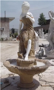 Multicolor Marble Water Fountain with Statue Sculpture