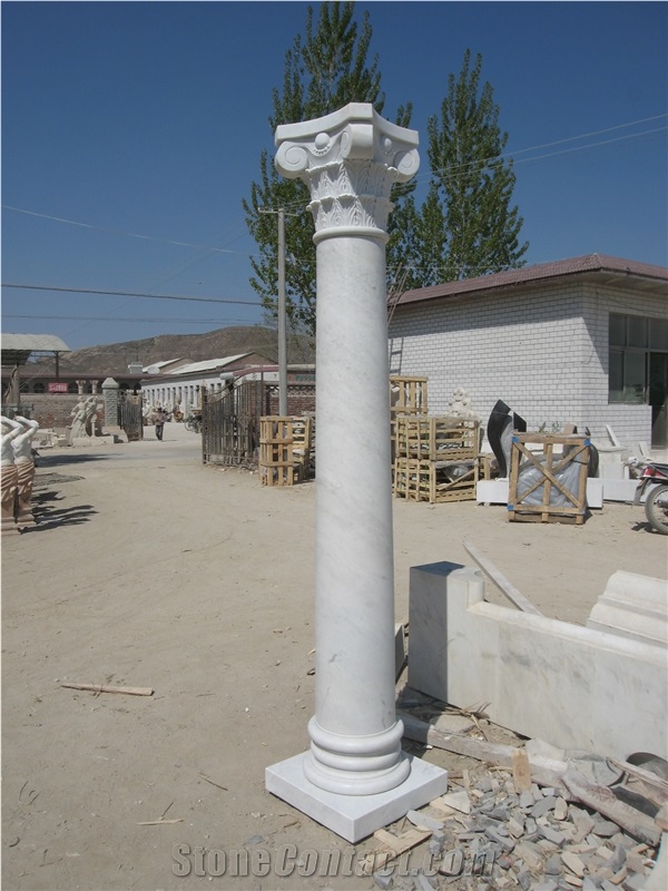 White Marble Solid Corinthian Column for Construction