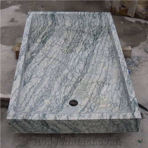 White Marble with Veins Shower Tray Base