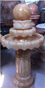Yellow Onyx Water Fountain with Ball for Interior
