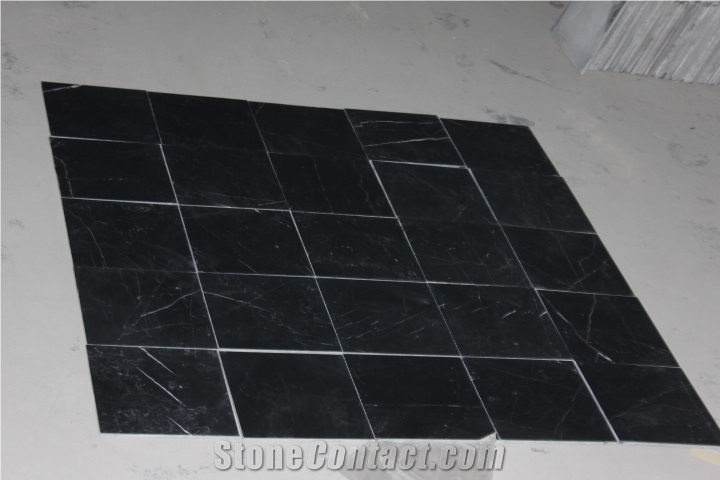 China Black Marquina/ Nero Marquina Absolute Black Marble Oriental Black Absolute Black China Marble Tile Price
