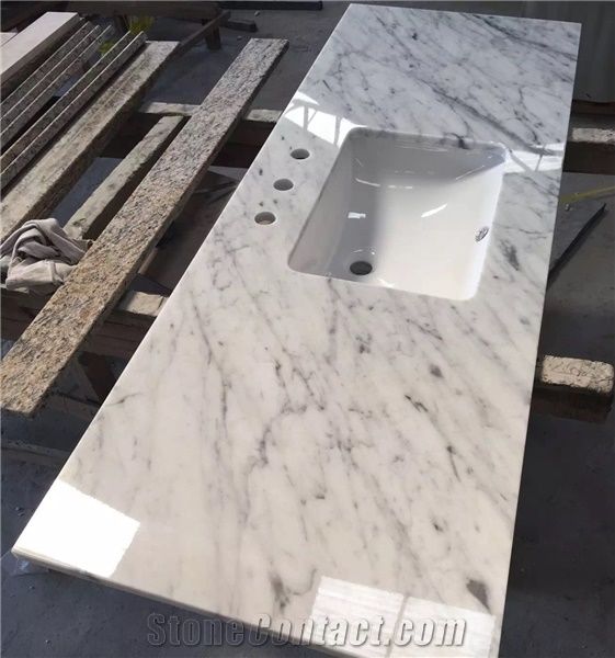 Bianco Carrara White Marble Polished Countertop Vanity Top With