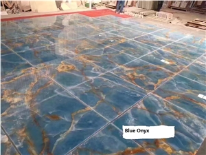 Blue Onyx Slabs & Tiles,Translucent Onyx Wall Panels, Bookmatching Wall Tiles, Book Match Onyx Tiles