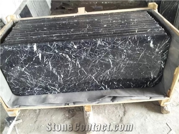 China Nero Marquina Marble Reception Counter,Marble Black Work Tops,Black Marble Table Top
