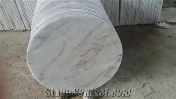 Guangxi White Marble Round Table Tops,Chinese White Marble Reception Counter,Polished Guangxi White Marble Work Tops