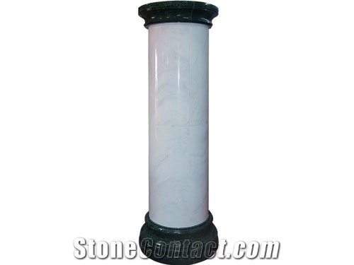 Indian Forest Green Marble Hand Carving Sculptured Column Tops & Column Base/Indian Forest Green Marble Column Western Style