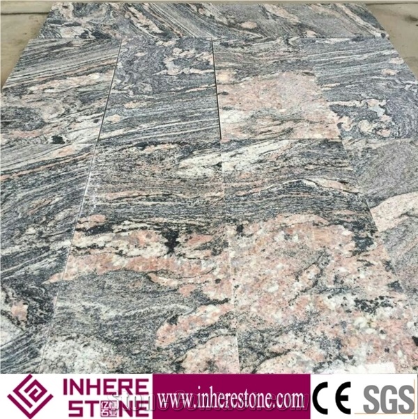 Juparana Pink Granite Tiles & Slabs, Hebei Desert Flowing Gold Granite Tiles 60x60