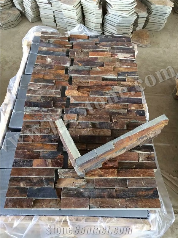 Wall Cladding, Ledgestone, Stacked Stone,Decorative Wall Tile,Nature Culture Stone,Dry Stack Panel,Wall Stone,Slate Wall Panel, Rusty Slate, Stone Veneer