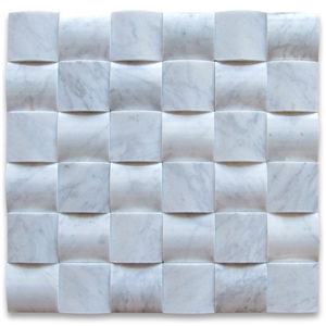 Carrara White 3d Cambered Curved Arched Marble Mosaics,Natural Stone Mosaics,Wall Mosaic,Floor Mosaic,Mosaic Pattern