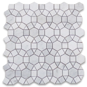 Carrara White Honed Hexagon Sunflower Marble Mosaics,Natural Stone Mosaics,Wall Mosaic,Floor Mosaic,Mosaic Pattern, Mosaic Backsplash