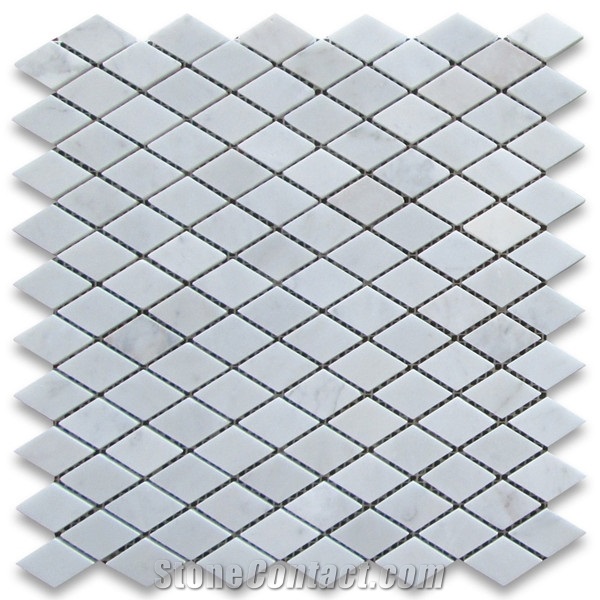Carrara White Rhomboid Diamond Polished Marble Mosaics,Natural Stone Mosaics,Wall Mosaic,Floor Mosaic,Mosaic Pattern