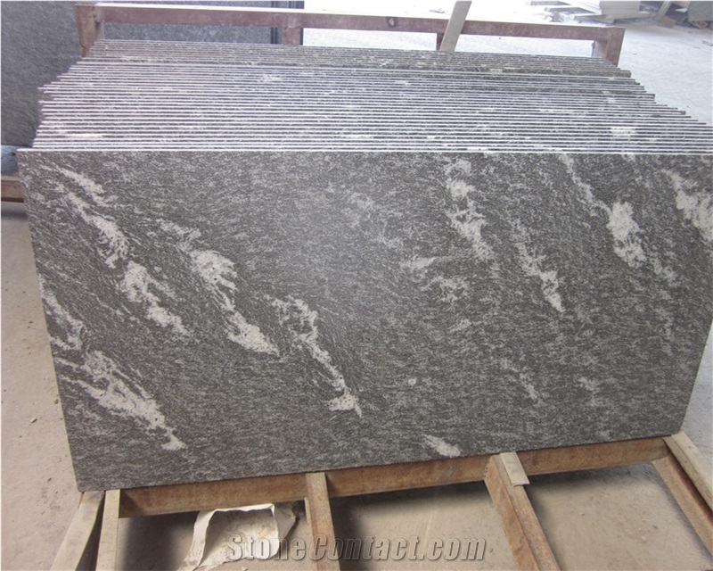 China Origin Snow Grey Polished Granite,Via Lactea Granite for Countertop and Bath Top,Deep Black with Gray to White Lines