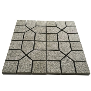 Dark Grey G654 Square Shape Granite Paver, Sesame Black Stone Walkway and Driveway Paving Tiles