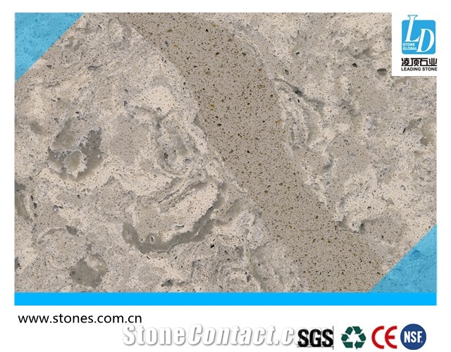 Quartz Slab Autumn Calacatta, Granite Vein Series, Beige Quartz Stone, Quartz Surfaces, Cut-To-Size Quartz Tiles