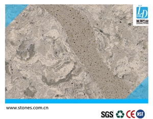 Quartz Slab Autumn Calacatta, Granite Vein Series, Beige Quartz Stone, Quartz Surfaces, Cut-To-Size Quartz Tiles