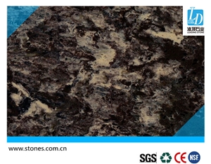 Quartz Slab Black Cloud, Granite Vein Series, Brown Quartz Stone, Quartz Surfaces, Cut-To-Size Quartz Tiles