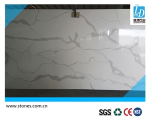 Quartz Slab Calacutta White -1,Calacatta White Series Quartz Stone, Marble Veined Quartz, Quartz Surfaces, Cut-To-Size Quartz Tiles