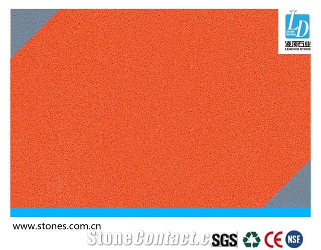Quartz Slab Dark Orange, Pure Color Series Quartz Stone Slab, Quartz Surfaces, Cut-To-Size Quartz Tiles for Kitchen Bathroom Decoration