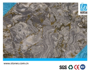 Quartz Slab Mountain Image, Granite Vein Series, Multicolor Quartz Stone, Quartz Surfaces, Cut-To-Size Quartz Tiles