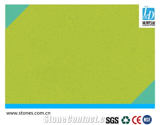 Quartz Slab Pure Green, Quartz Stone Slab, Quartz Surfaces, Cut-To-Size Quartz Tiles for Kitchen Bathroom Decoration
