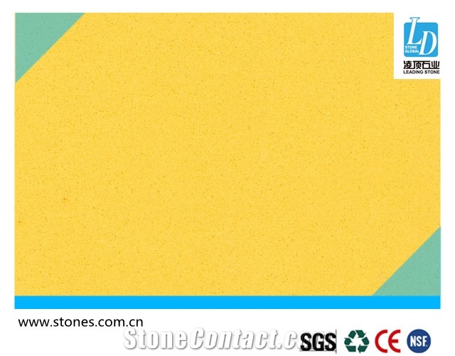 Quartz Slab Pure Yellow, Quartz Stone Slab, Quartz Surfaces, Cut-To-Size Quartz Tiles for Kitchen Bathroom Decoration