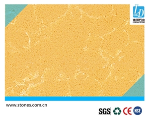 Quartz Slab Spring Yellow, Quartz Surfaces, Cut-To-Size Quartz Tiles for Kitchen Bathroom Decoration