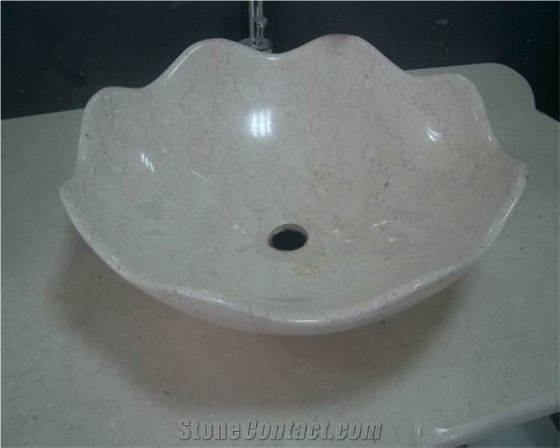 Stone Wash Bowl Flower Shape Polished Sinks, Flower Wash Basins for Bathroom Decoration