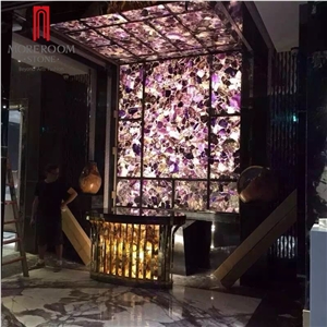 Amethyst Slab, Transparent Gemstone for Wall Design