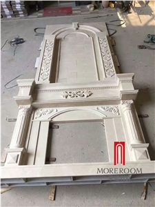 Beige Color Customized Home Decoration Marble Fireplace