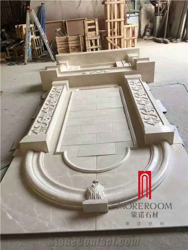 Beige Color Customized Home Decoration Marble Fireplace